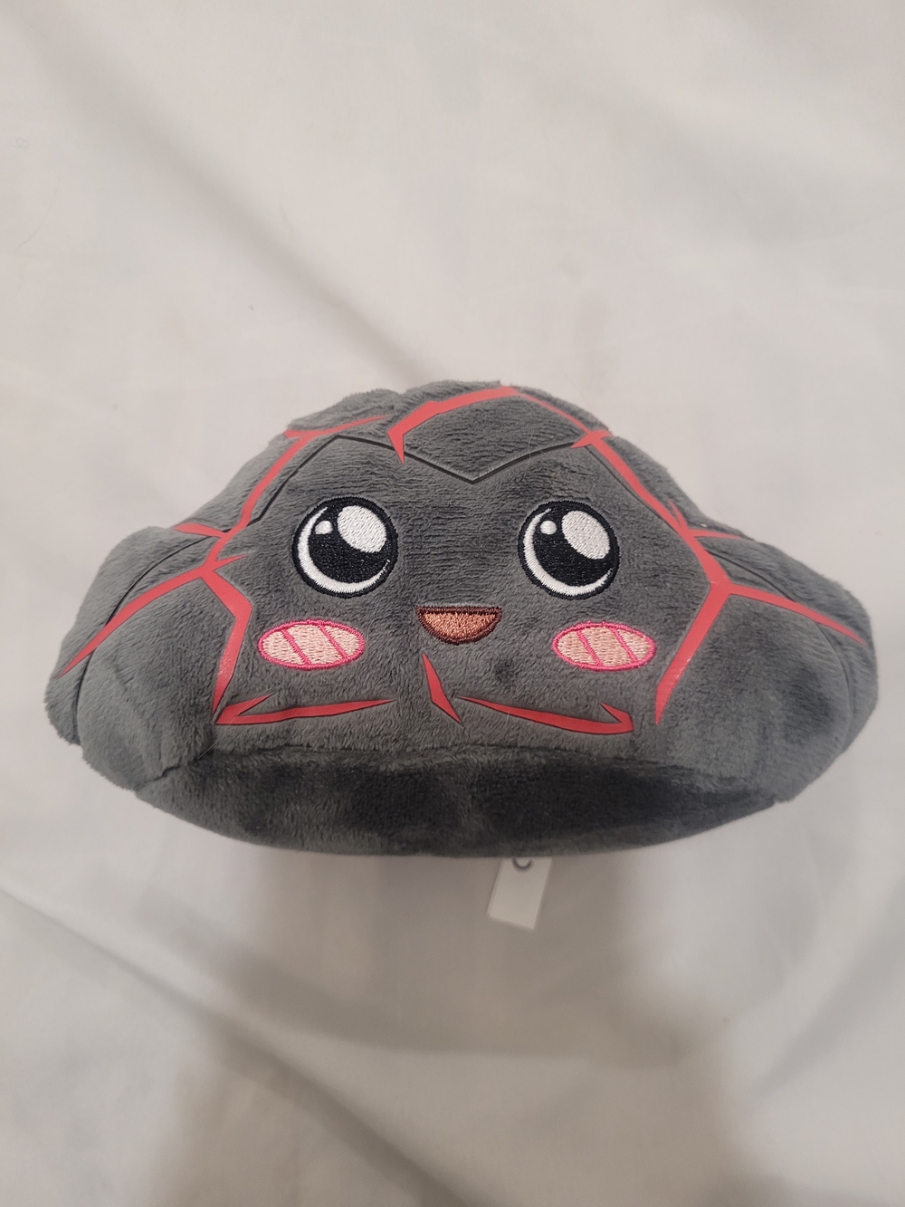 Gray Rock Plush Toy with Pink Accents - Cute Character Pillow